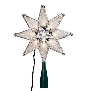 Foto 2 | Foto 2 | Estrella de 8 Puntas Kurt Adler con Luz para Árbol de Navidad 20 cm Transparente - Venta Internacional