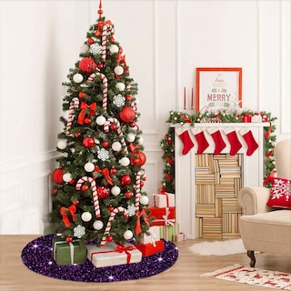 Foto 4 | Foto 4 | Falda Para Árbol de Navidad Fuhsy Con Lentejuelas 122 cm Terciopelo Morado - Venta Internacional