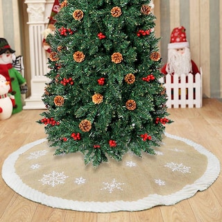 Foto 6 | Foto 6 | Falda Con Forma De Árbol De Navidad De Piel Blanca Cálida Con Forma De Copo De Nieve, 120 Cm - Venta Internacional.