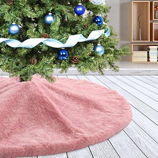 Foto 1 | Foto 1 | Falda Para Árbol De Navidad Amidaky, Piel Sintética Rosa, 90 Cm De Diámetro - Venta Internacional.