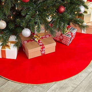 Foto 2 | Foto 2 | Falda Juvale Para Árbol De Navidad, Color Rojo Liso Con Ribete Dorado, 107 Cm - Venta Internacional.