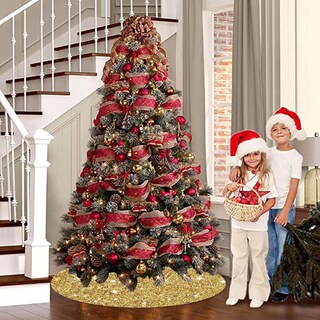 Foto 5 | Foto 5 | Falda Para Árbol De Navidad Fuhsy, Terciopelo Con Lentejuelas Doradas, 120 Cm - Venta Internacional.