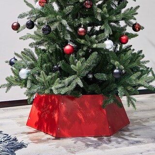 Foto 1 | Foto 1 | Anillo Para Árbol De Navidad Forup De Metal Rojo Con Diseño De Copos De Nieve 3d - Venta Internacional.