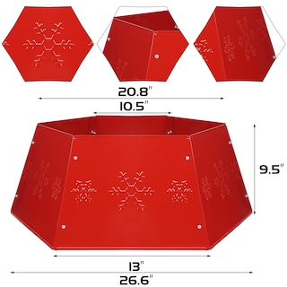 Foto 2 | Foto 2 | Anillo Para Árbol De Navidad Forup De Metal Rojo Con Diseño De Copos De Nieve 3d - Venta Internacional.
