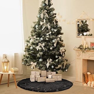 Foto 6 | Foto 6 | Falda Para Árbol De Navidad Amidaky, Piel Sintética Negra Y Dorada, 122 Cm - Venta Internacional.