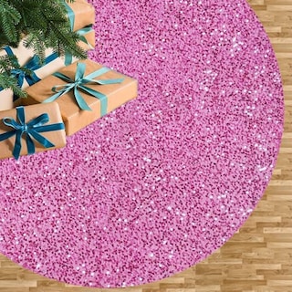 Foto 1 | Foto 1 | Falda Para Árbol De Navidad Fuhsy, Terciopelo Con Lentejuelas Rosas, 90 Cm De Diámetro - Venta Internacional.
