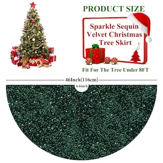 Foto 2 | Foto 2 | Falda Para Árbol De Navidad Fuhsy, Terciopelo Con Lentejuelas, Color Verde Esmeralda, 46 - Venta Internacional.