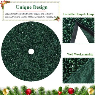 Foto 3 | Foto 3 | Falda Para Árbol De Navidad Fuhsy, Terciopelo Con Lentejuelas, Color Verde Esmeralda, 46 - Venta Internacional.
