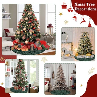 Foto 5 | Foto 5 | Falda Para Árbol De Navidad Fuhsy, Terciopelo Con Lentejuelas, Color Verde Esmeralda, 46 - Venta Internacional.