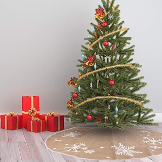 Foto 2 | Foto 2 | Falda De Árbol De Navidad Joiedomi Con Forma De Copo De Nieve De Arpillera, 48 Cm - Venta Internacional.