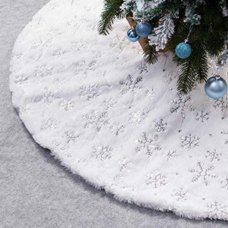 Foto 1 | Foto 1 | Falda Xamshor Para Árbol De Navidad, Piel Sintética Blanca Con Lentejuelas, 48 Pulgadas - Venta Internacional.