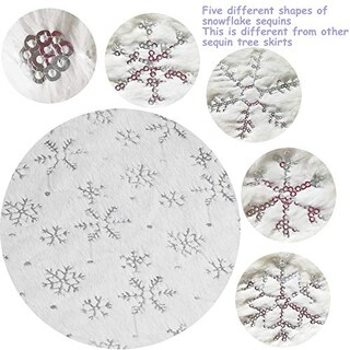 Foto 3 | Foto 3 | Falda Xamshor Para Árbol De Navidad, Piel Sintética Blanca Con Lentejuelas, 48 Pulgadas - Venta Internacional.