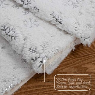 Foto 4 | Foto 4 | Falda Xamshor Para Árbol De Navidad, Piel Sintética Blanca Con Lentejuelas, 48 Pulgadas - Venta Internacional.