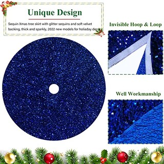 Foto 2 | Foto 2 | Falda Para Árbol De Navidad Fuhsy, Terciopelo Con Lentejuelas, 117 Cm, Color Azul Real - Venta Internacional.