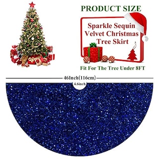 Foto 3 | Foto 3 | Falda Para Árbol De Navidad Fuhsy, Terciopelo Con Lentejuelas, 117 Cm, Color Azul Real - Venta Internacional.