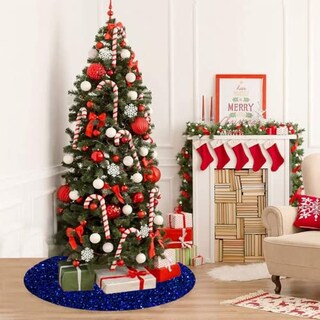 Foto 4 | Foto 4 | Falda Para Árbol De Navidad Fuhsy, Terciopelo Con Lentejuelas, 117 Cm, Color Azul Real - Venta Internacional.