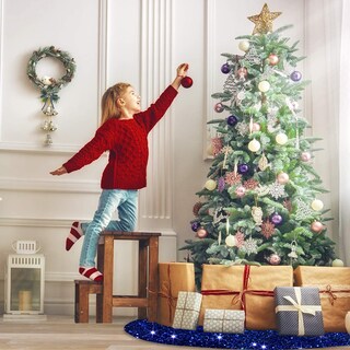 Foto 5 | Foto 5 | Falda Para Árbol De Navidad Modfuns, Lentejuelas Azules, 116 Cm De Diámetro - Venta Internacional.