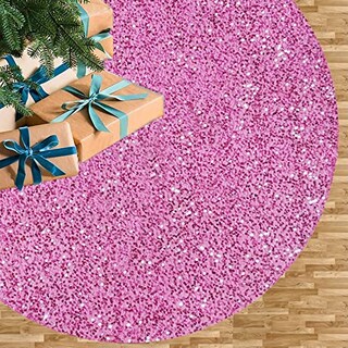 Foto 1 | Foto 1 | Falda Para Árbol De Navidad Fuhsy Con Lentejuelas De Terciopelo Rosa, 46 Cm - Venta Internacional.