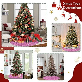 Foto 5 | Foto 5 | Falda Para Árbol De Navidad Fuhsy Con Lentejuelas De Terciopelo Rosa, 46 Cm - Venta Internacional.