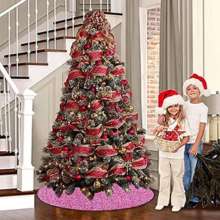 Foto 6 | Foto 6 | Falda Para Árbol De Navidad Fuhsy Con Lentejuelas De Terciopelo Rosa, 46 Cm - Venta Internacional.