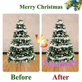 Foto 7 | Foto 7 | Falda Para Árbol De Navidad Fuhsy Con Lentejuelas De Terciopelo Rosa, 46 Cm - Venta Internacional.