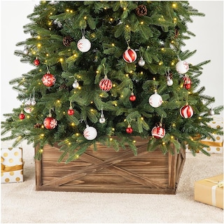 Foto 1 | Foto 1 | Falda De Árbol De Navidad Glitzhome De Madera Natural Con Cuello De Árbol De Navidad - Venta Internacional.