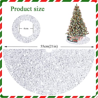 Foto 3 | Foto 3 | Falda Para Árbol De Navidad Fanproms, Lentejuelas Blancas, 53 Cm De Diámetro - Venta Internacional.