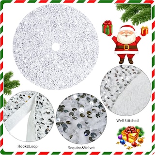 Foto 4 | Foto 4 | Falda Para Árbol De Navidad Fanproms, Lentejuelas Blancas, 53 Cm De Diámetro - Venta Internacional.