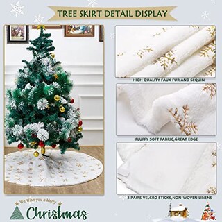 Foto 3 | Foto 3 | Falda B-cool Para Árbol De Navidad, Piel Sintética, 122 Cm, Con Lentejuelas Doradas - Venta Internacional.