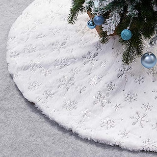 Foto 1 | Foto 1 | Falda Xamshor Para Árbol De Navidad, Piel Sintética Blanca Con Lentejuelas, 32 Pulgadas - Venta Internacional.