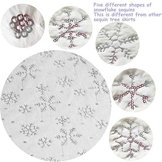 Foto 3 | Foto 3 | Falda Xamshor Para Árbol De Navidad, Piel Sintética Blanca Con Lentejuelas, 32 Pulgadas - Venta Internacional.