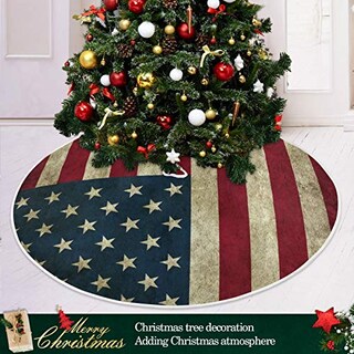 Foto 6 | Foto 6 | Faldón Para Árbol De Navidad, Diseño De La Bandera Estadounidense De Qilmy, Doble Capa, 90 Cm - Venta Internacional.