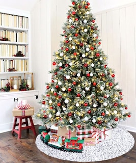 Foto 2 | Foto 2 | Falda Para Árbol De Navidad Fanproms, Lentejuelas Blancas Con Purpurina, 46 Pulgadas - Venta Internacional.