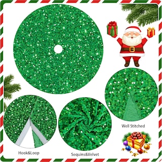 Foto 4 | Foto 4 | Falda Para Árbol De Navidad Fanproms, Lentejuelas Verdes, 53 Cm De Diámetro - Venta Internacional.