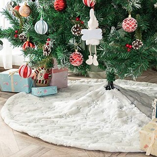 Foto 6 | Foto 6 | Falda Para Árbol De Navidad Amidaky, Piel Sintética Blanca, 90 Cm De Diámetro - Venta Internacional.