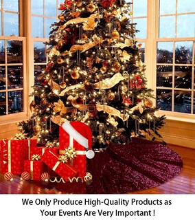 Foto 2 | Foto 2 | Falda Para Árbol De Navidad, Lentejuelas Shinybeauty, 122 Cm, Color Burdeos - Venta Internacional.