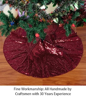 Foto 3 | Foto 3 | Falda Para Árbol De Navidad, Lentejuelas Shinybeauty, 122 Cm, Color Burdeos - Venta Internacional.