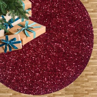 Foto 1 | Foto 1 | Falda Para Árbol De Navidad Fuhsy, Terciopelo Metalizado, Color Burdeos, 117 Cm - Venta Internacional.