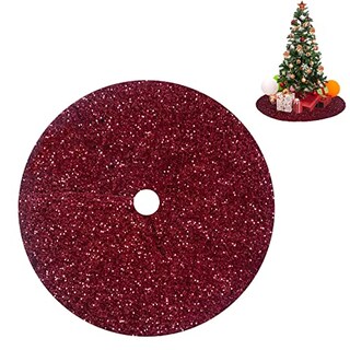 Foto 2 | Foto 2 | Falda Para Árbol De Navidad Fuhsy, Terciopelo Metalizado, Color Burdeos, 117 Cm - Venta Internacional.