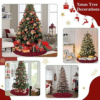 Foto 6 | Foto 6 | Falda Para Árbol De Navidad Fuhsy, Terciopelo Metalizado, Color Burdeos, 117 Cm - Venta Internacional.