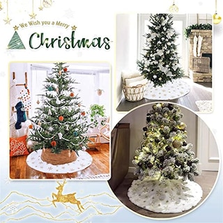 Foto 3 | Foto 3 | Falda B-cool Para Árbol De Navidad, De Felpa Sintética, Color Blanco, 91 Cm, Color Dorado - Venta Internacional.