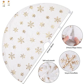 Foto 5 | Foto 5 | Falda B-cool Para Árbol De Navidad, De Felpa Sintética, Color Blanco, 91 Cm, Color Dorado - Venta Internacional.