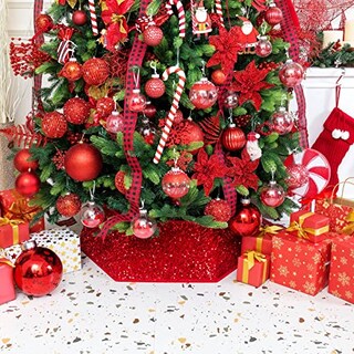 Foto 1 | Foto 1 | Collar Para Árbol De Navidad Con Lentejuelas Xmasexp, 85 Cm, Color Rojo - Venta Internacional.