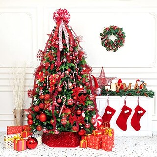 Foto 6 | Foto 6 | Collar Para Árbol De Navidad Con Lentejuelas Xmasexp, 85 Cm, Color Rojo - Venta Internacional.