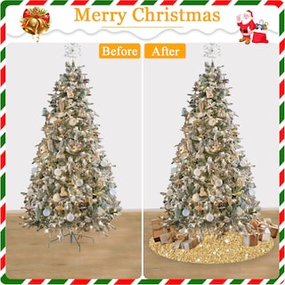 Foto 6 | Foto 6 | Falda Para Árbol De Navidad Fanproms Con Lentejuelas Doradas De 90 Cm De Diámetro - Venta Internacional.