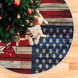 Faldón De Árbol De Navidad De Dussdil, Bandera Estadounidense Pintada En Estilo Antiguo - Venta Internacional.