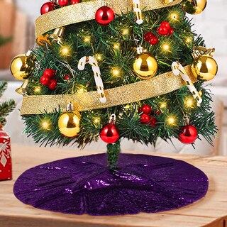 Foto 1 | Foto 1 | Falda De Árbol De Navidad Shinybeauty Con Lentejuelas Moradas, 60 Cm, Poliéster - Venta Internacional.