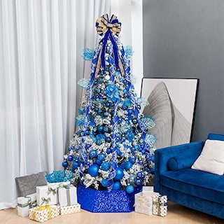 Foto 6 | Foto 6 | Collar Para Árbol De Navidad, Lentejuelas, 85 Cm, Azul, Navidad - Venta Internacional.