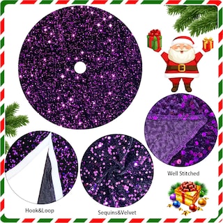 Foto 4 | Foto 4 | Falda Para Árbol De Navidad Fanproms Con Lentejuelas Purpurinas Moradas, 90 Cm - Venta Internacional.