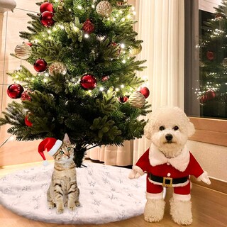 Foto 6 | Foto 6 | Falda Para Árbol De Navidad Aerwo, Piel Sintética Blanca, 90 Cm, Con Lentejuelas - Venta Internacional.